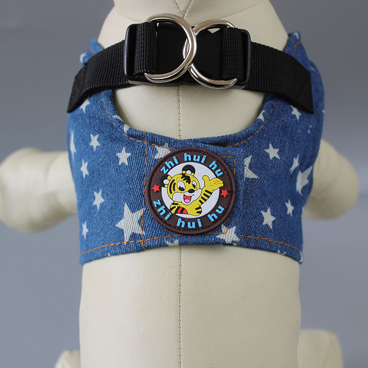 KFX-2527421 Stylish Denim Star Dog Leash for Small to Large Breeds