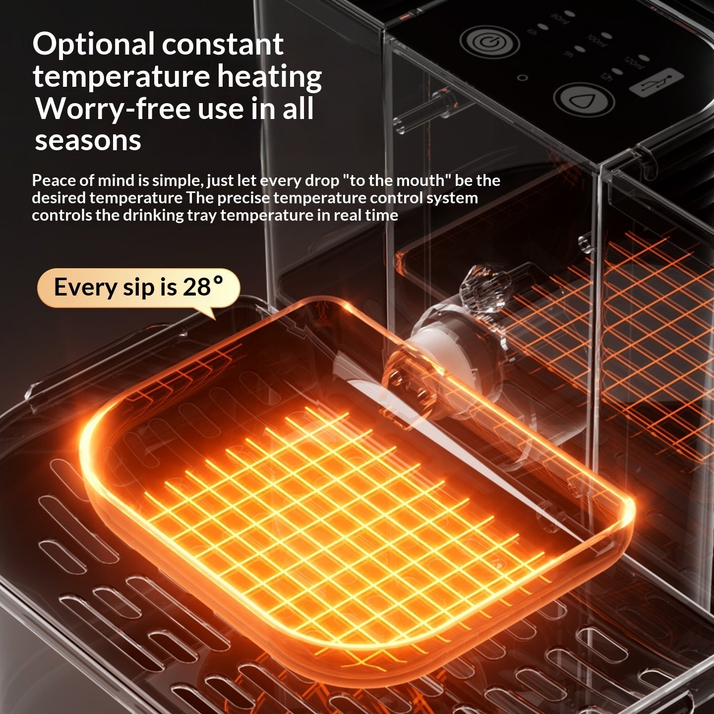 KFX-2529981 Thermostatically Controlled Automatic Pet Water Fountain with 60-90 Day Battery Life and Clean/Dirty Water Separation