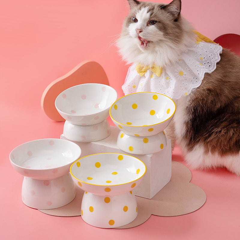 KFX-2530109 High Foot Ceramic Pet Bowl with Spine Protection - Multiple Color Options