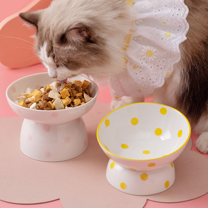 KFX-2530109 High Foot Ceramic Pet Bowl with Spine Protection - Multiple Color Options