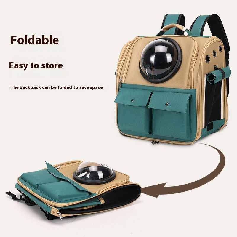 KFX-2530365 Portable Cat Backpack with Large Capacity - Soft Polyester Design in Khaki and Multiple Color Options