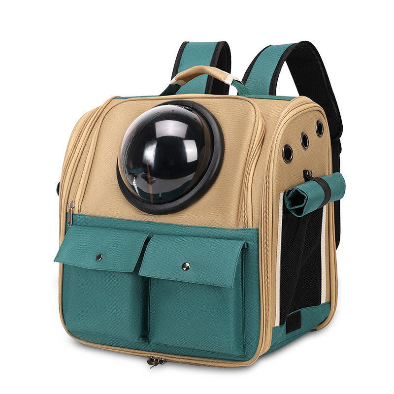 KFX-2530365 Portable Cat Backpack with Large Capacity - Soft Polyester Design in Khaki and Multiple Color Options