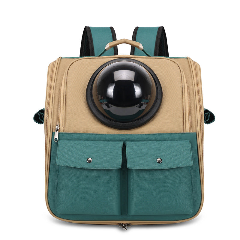 KFX-2530365 Portable Cat Backpack with Large Capacity - Soft Polyester Design in Khaki and Multiple Color Options