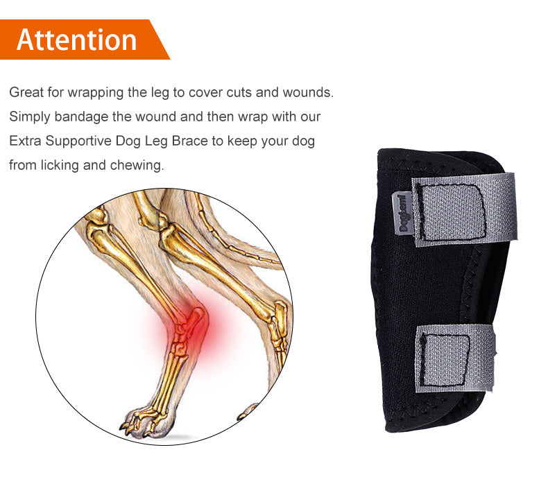 KFX-2530749 Dog Leg Recovery Cover - Neoprene Protective Wrap, Black, Multiple Sizes Available