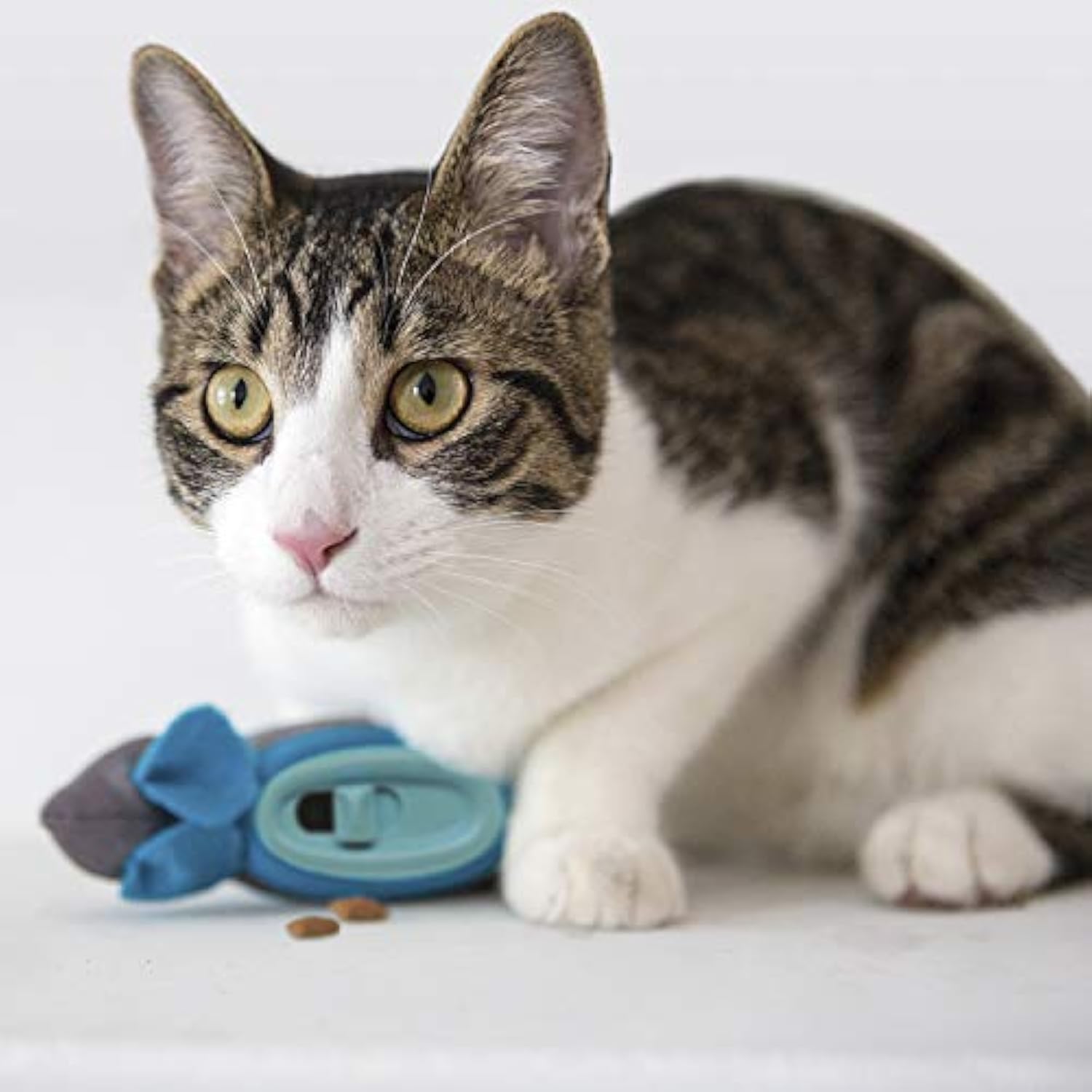 KFX-2531389 Interactive Indoor Hunting Treat Dispenser for Cats with Adjustable Feeder and Fabric Skin