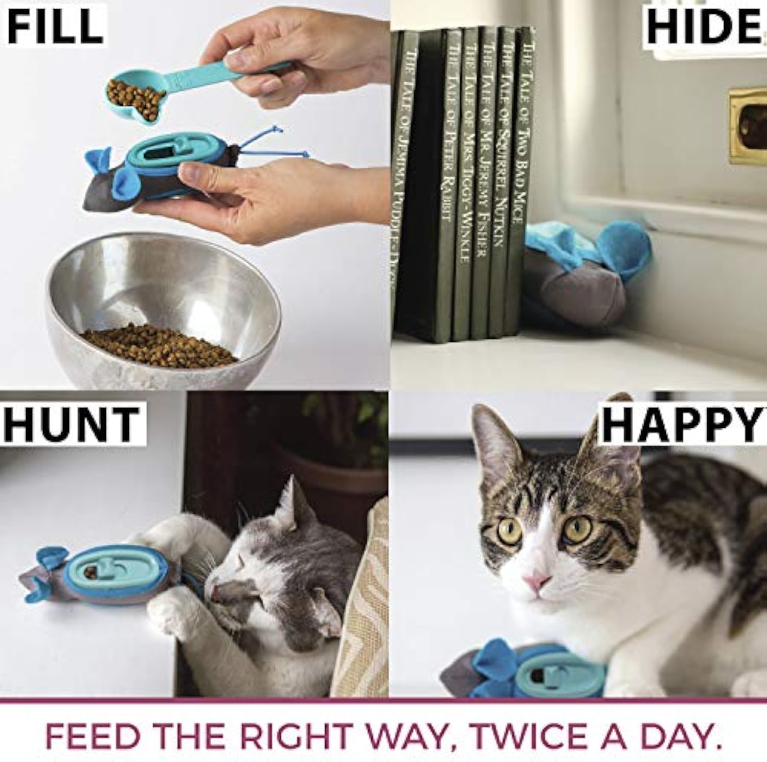 KFX-2531389 Interactive Indoor Hunting Treat Dispenser for Cats with Adjustable Feeder and Fabric Skin