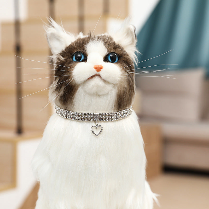 KFX-2531901 Three-Row Colorful Rhinestone Pet Collar for Cats and Dogs - Adjustable Sizes S, M, L