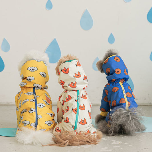KFX-2532285 Waterproof All-Around Raincoat for Dogs - Available in Blue, Yellow, White, Multiple Sizes