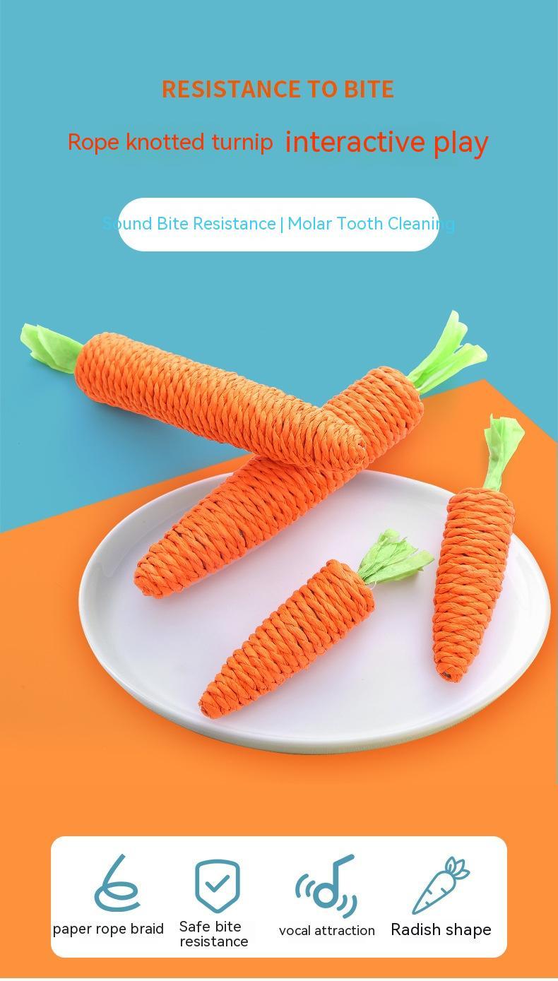 KFX-2532541 Cute Paper String Carrot Pet Toy for Cats