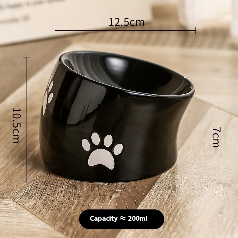 KFX-2534077 Ceramic Drinking Water Bowl for Cats - Oblique Mouth Design, Various Colors Available