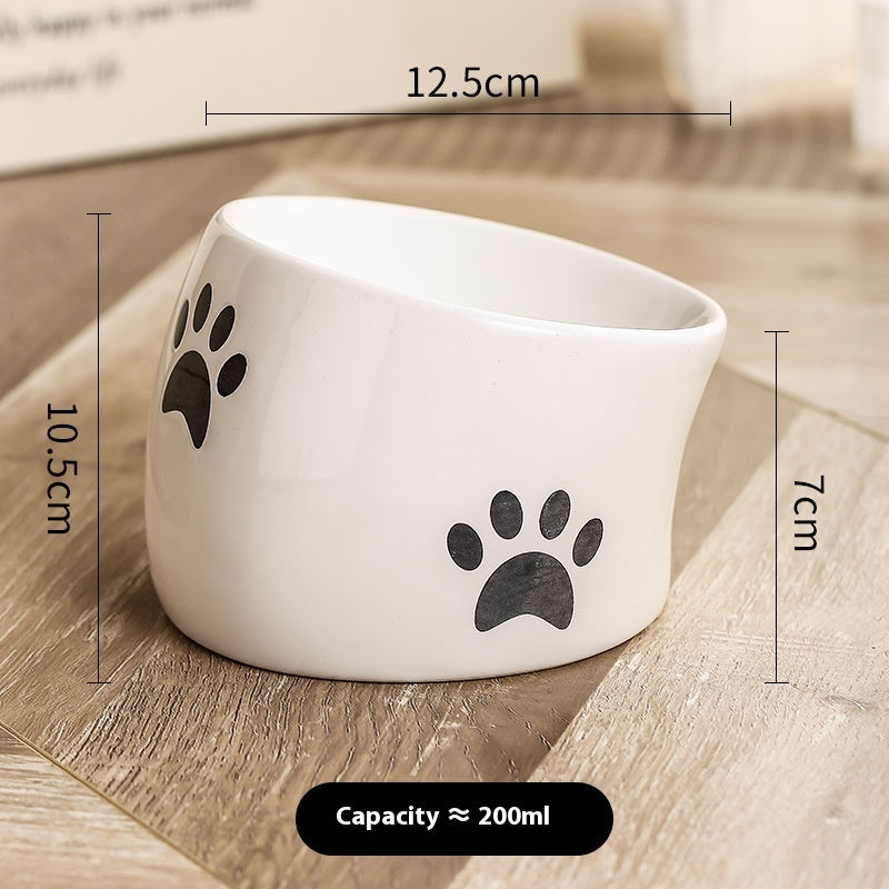 KFX-2534077 Ceramic Drinking Water Bowl for Cats - Oblique Mouth Design, Various Colors Available