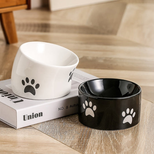 KFX-2534077 Ceramic Drinking Water Bowl for Cats - Oblique Mouth Design, Various Colors Available