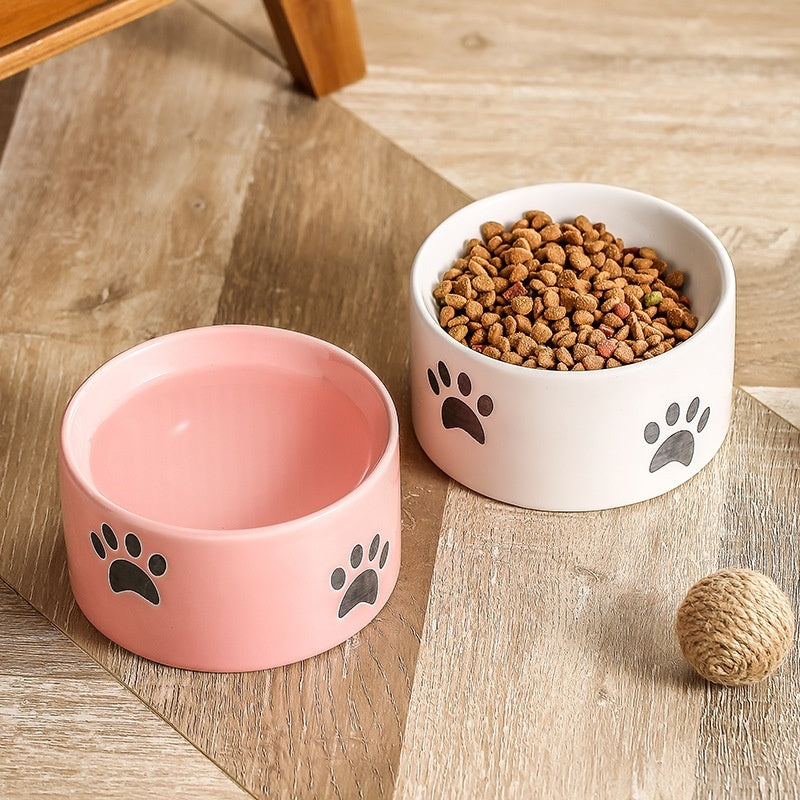 KFX-2534077 Ceramic Drinking Water Bowl for Cats - Oblique Mouth Design, Various Colors Available