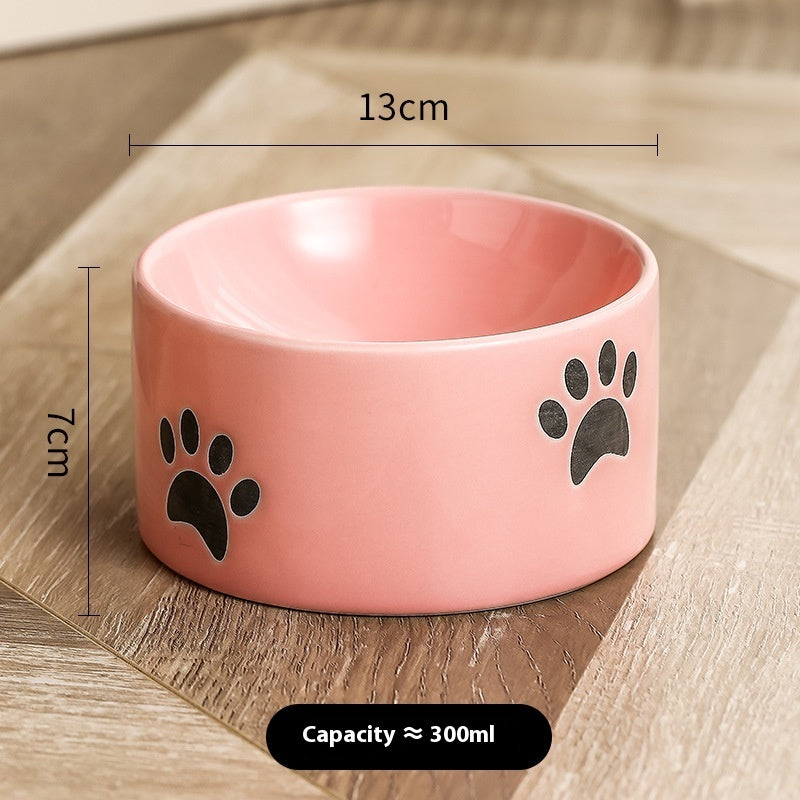 KFX-2534077 Ceramic Drinking Water Bowl for Cats - Oblique Mouth Design, Various Colors Available