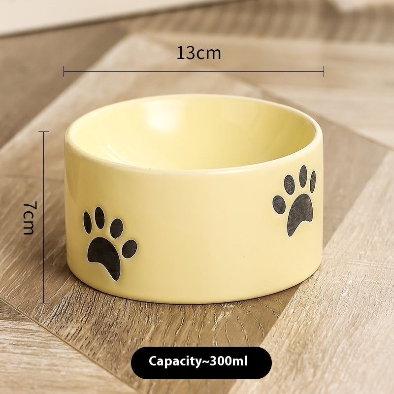 KFX-2534077 Ceramic Drinking Water Bowl for Cats - Oblique Mouth Design, Various Colors Available