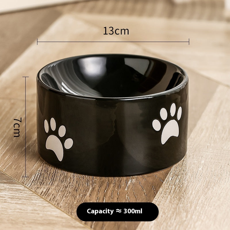 KFX-2534077 Ceramic Drinking Water Bowl for Cats - Oblique Mouth Design, Various Colors Available