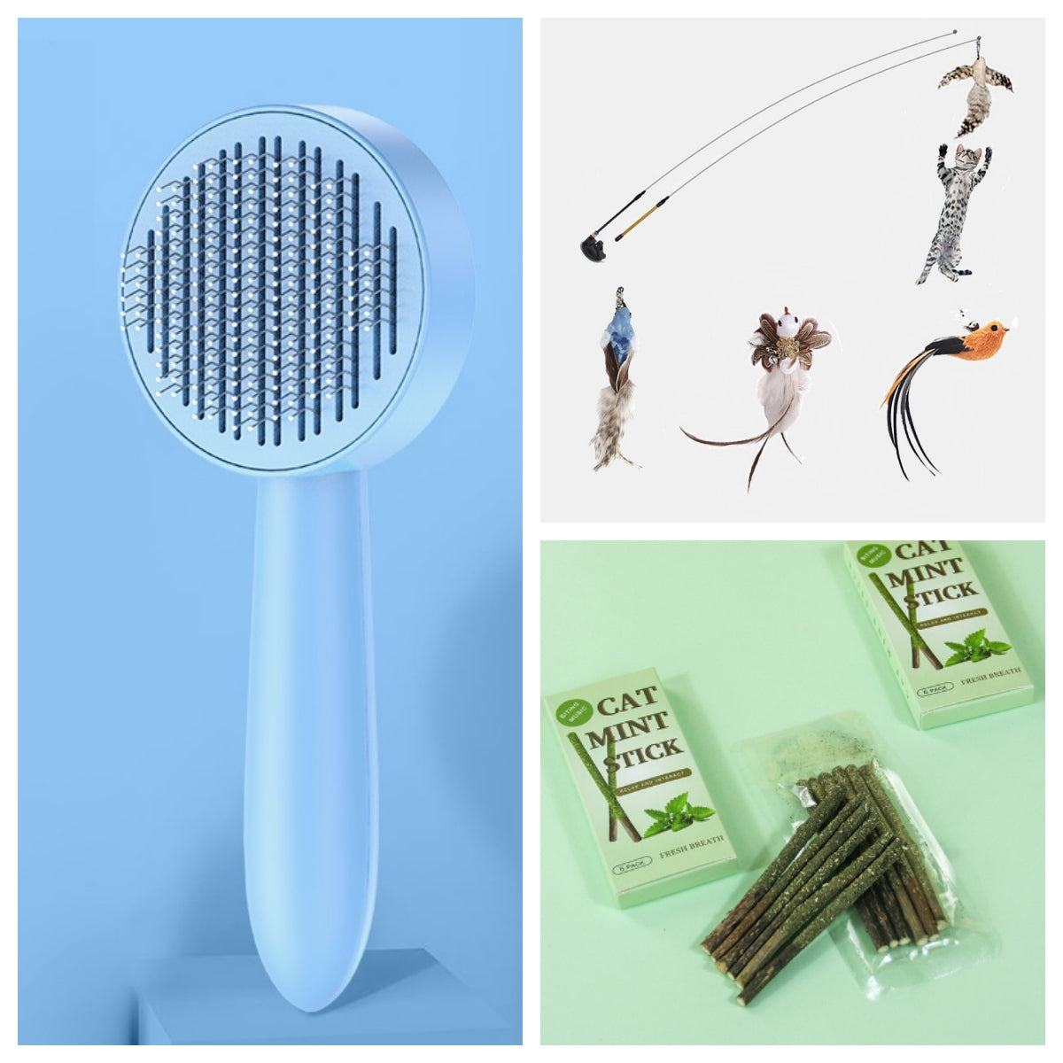 KFX-2535485 Cat Grooming Brush with 178 Steel Needles and Massaging Points for Shedding Fur
