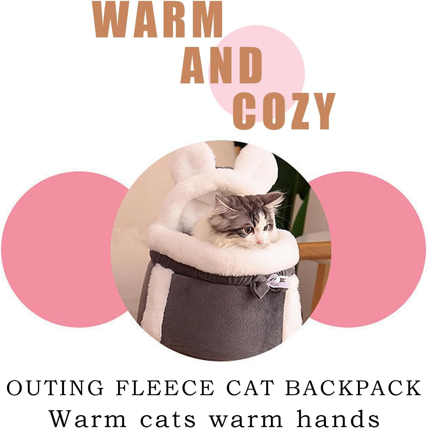 KFX-2536125 Cozy Cat Backpack Carrier with Double Pockets for Travel and Hiking