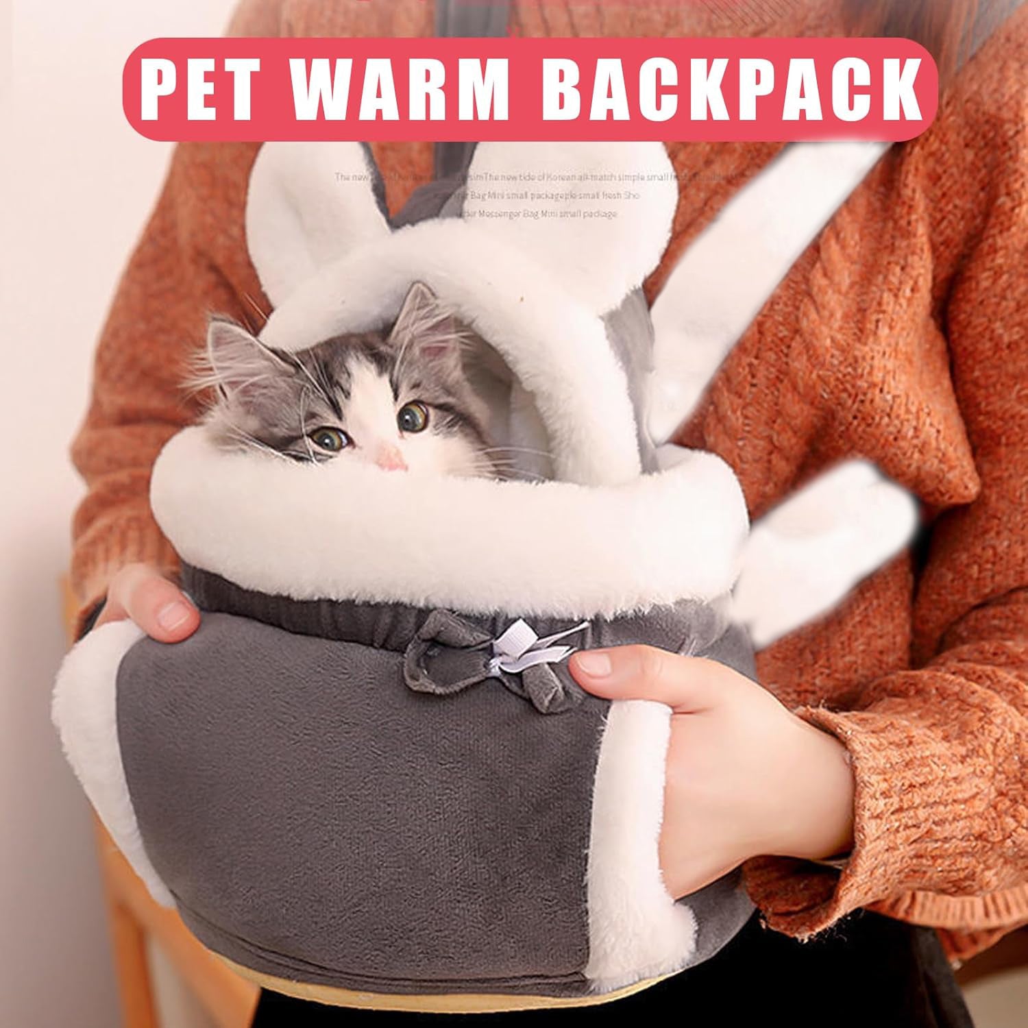 KFX-2536125 Cozy Cat Backpack Carrier with Double Pockets for Travel and Hiking