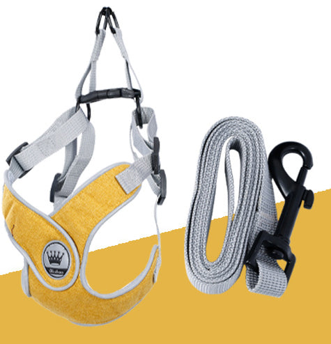 KFX-2537149 Adjustable Reflective Mesh Dog and Cat Harness Vest with Chest Strap for Small to Large Pets - Includes Leash
