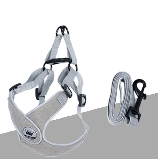 KFX-2537149 Adjustable Reflective Mesh Dog and Cat Harness Vest with Chest Strap for Small to Large Pets - Includes Leash
