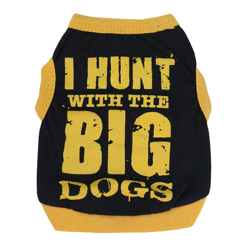KFX-2538045 Cotton Black Printed Casual Pet Vest for Dogs in Multiple Sizes