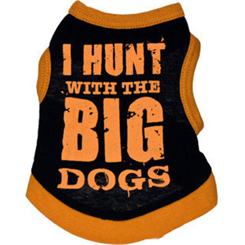 KFX-2538045 Cotton Black Printed Casual Pet Vest for Dogs in Multiple Sizes