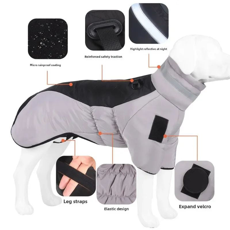 KFX-2539325 Waterproof Reflective Large Dog Winter Coat for Cold Weather and Snow