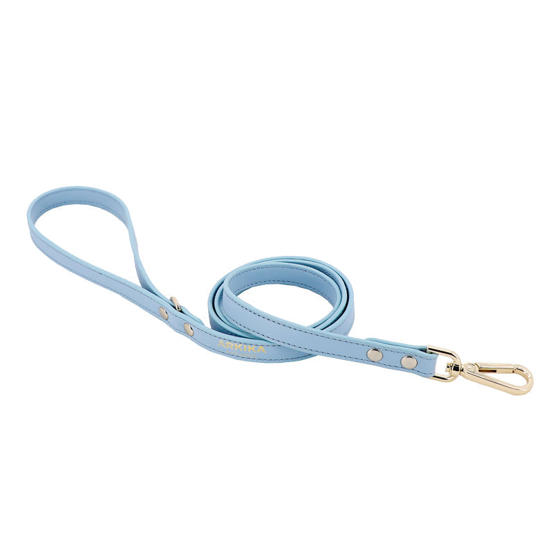 KFX-2539453 Adjustable Dog and Cat Harness with Leash in Rainbow Pink, Turquoise Green, and Sky Blue PU Leather with Rhinestones