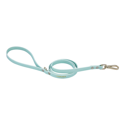 KFX-2539453 Adjustable Dog and Cat Harness with Leash in Rainbow Pink, Turquoise Green, and Sky Blue PU Leather with Rhinestones