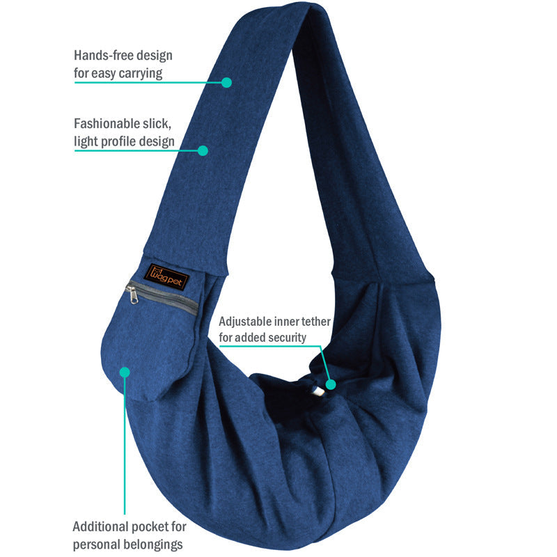 KFX-2541885 Breathable Portable Dog Backpack with Diagonal Span Design, Soft Hoodie Cloth, Blue and Gray