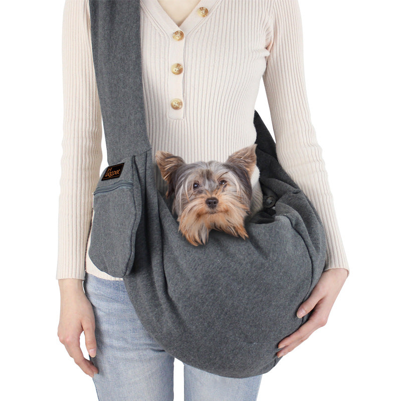 KFX-2541885 Breathable Portable Dog Backpack with Diagonal Span Design, Soft Hoodie Cloth, Blue and Gray
