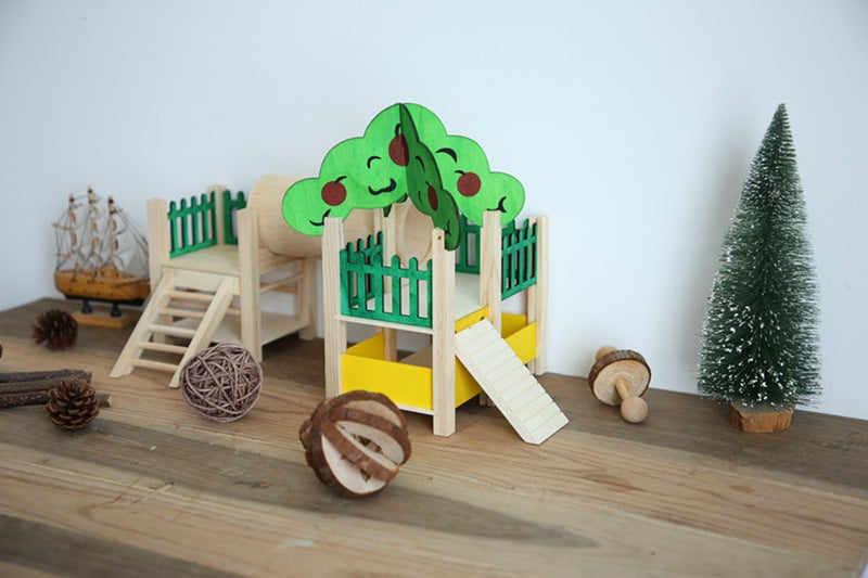 KFX-2542909 Wooden House Hamster Castle - Spacious Pet Playhouse for Small Animals