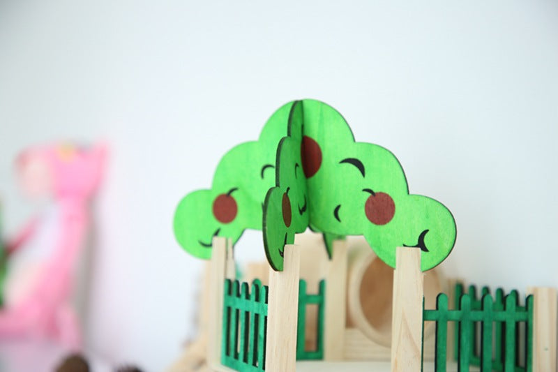 KFX-2542909 Wooden House Hamster Castle - Spacious Pet Playhouse for Small Animals