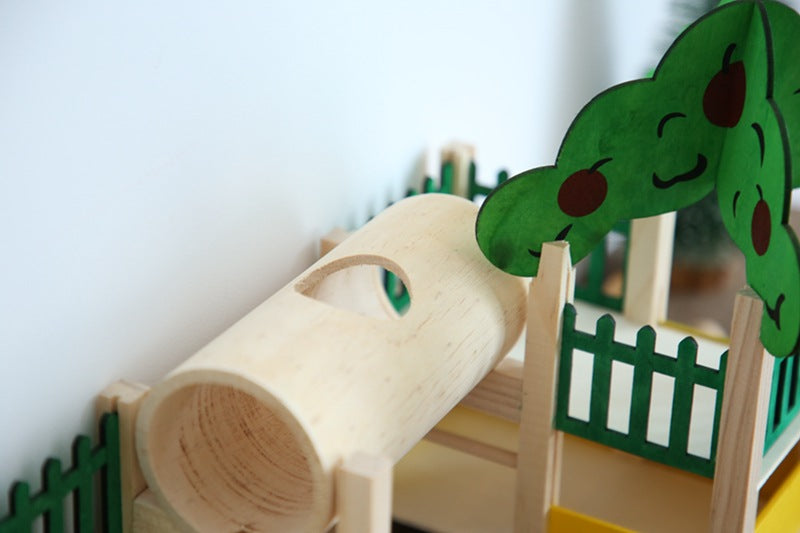 KFX-2542909 Wooden House Hamster Castle - Spacious Pet Playhouse for Small Animals