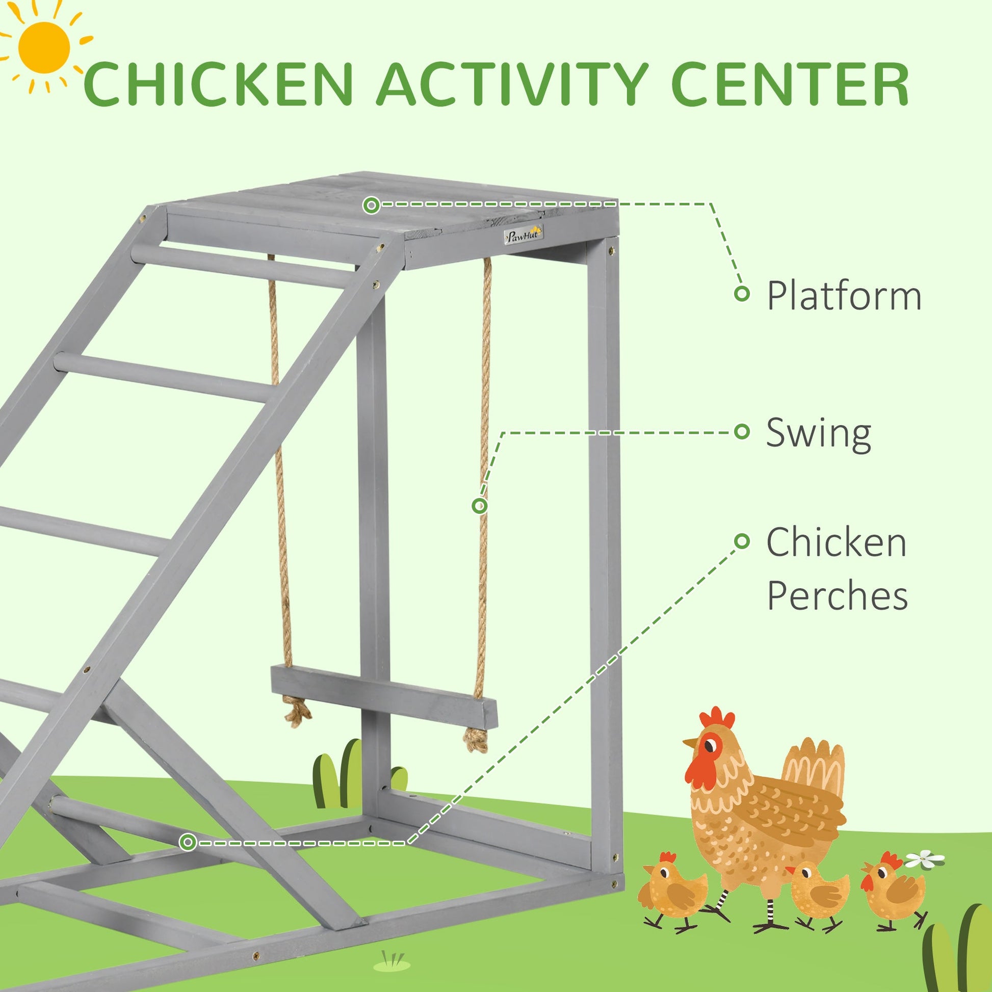 KFX-2543293 Chicken Activity Center with Swings, Perches, and Ladder for Enhanced Hen Wellbeing