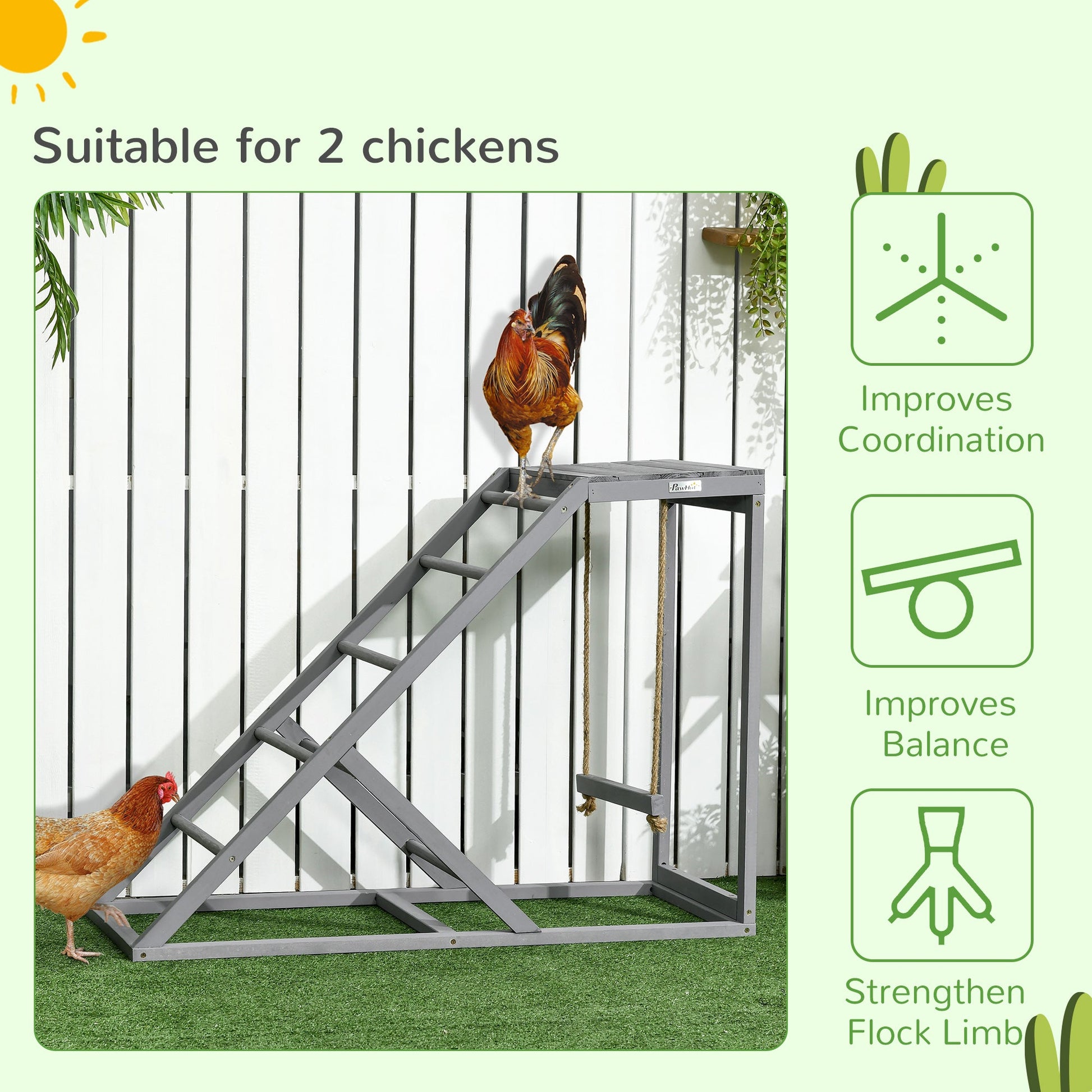 KFX-2543293 Chicken Activity Center with Swings, Perches, and Ladder for Enhanced Hen Wellbeing