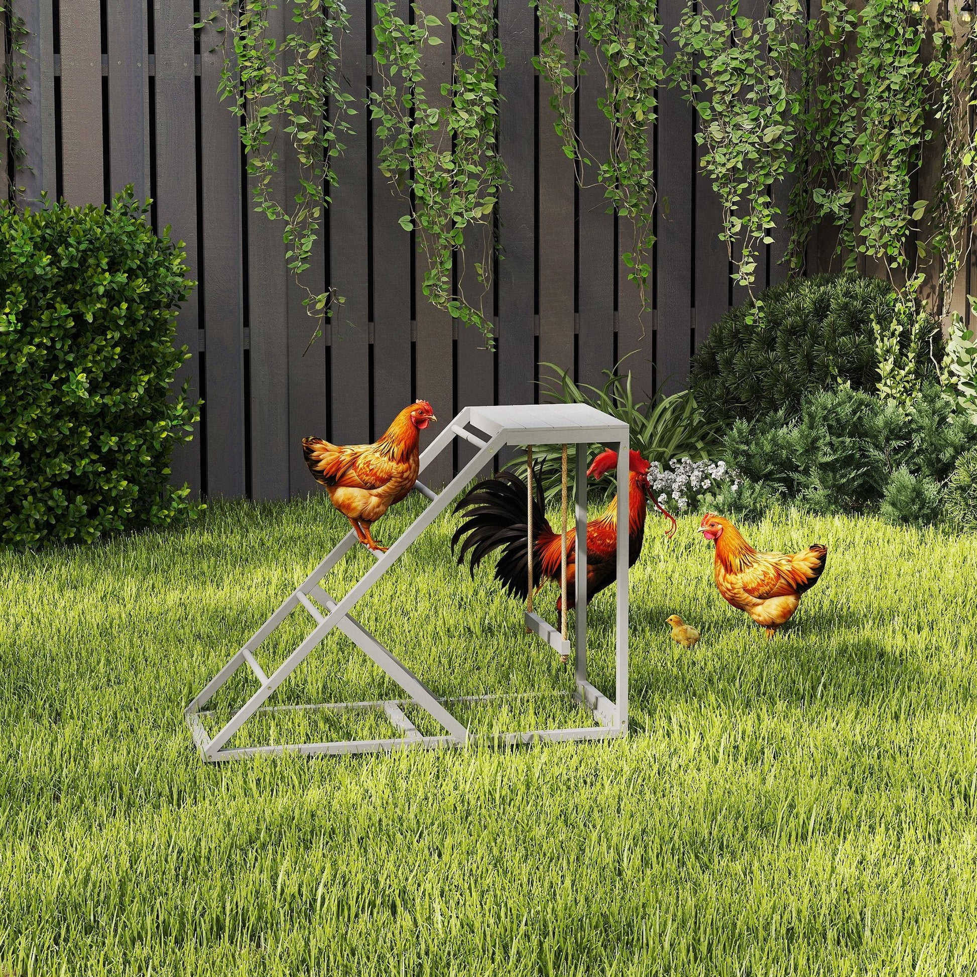 KFX-2543293 Chicken Activity Center with Swings, Perches, and Ladder for Enhanced Hen Wellbeing
