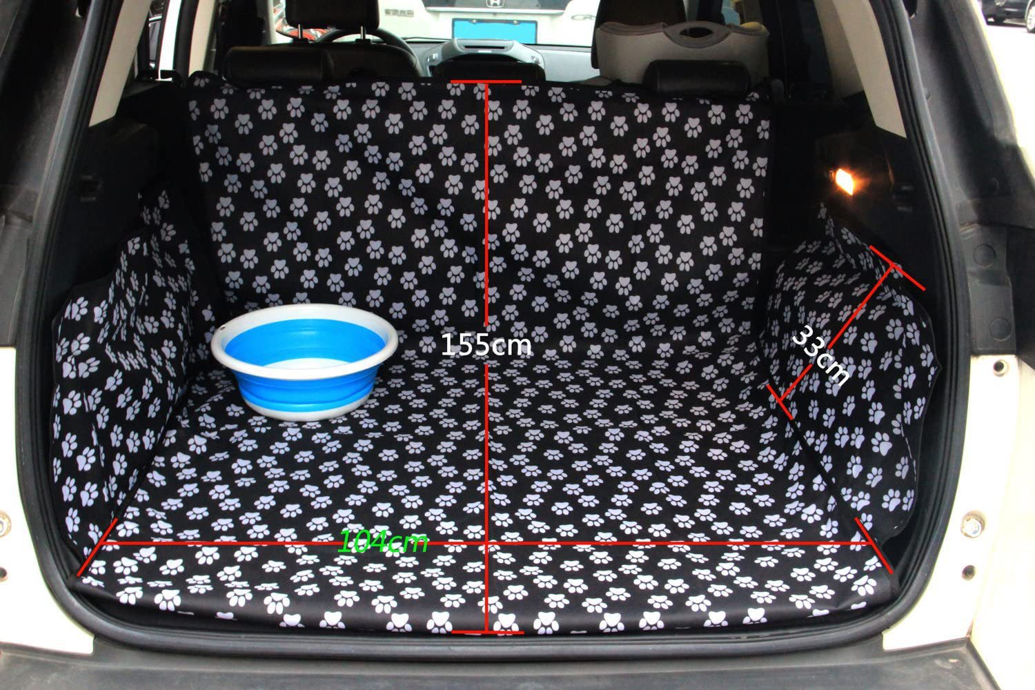KFX-2544445 Waterproof Dog Car Mat with Paw Print Design for SUV Trunk Protection