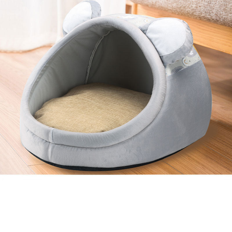 KFX-2545469 Plush Thickened Semi Closed Pet Nest Mat for Autumn and Winter, Multiple Sizes Available