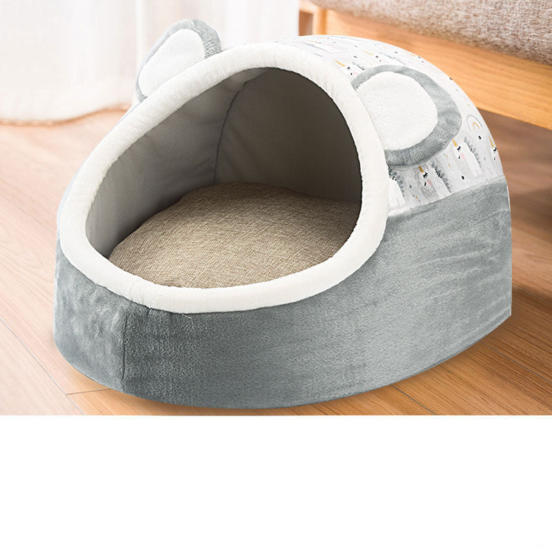 KFX-2545469 Plush Thickened Semi Closed Pet Nest Mat for Autumn and Winter, Multiple Sizes Available