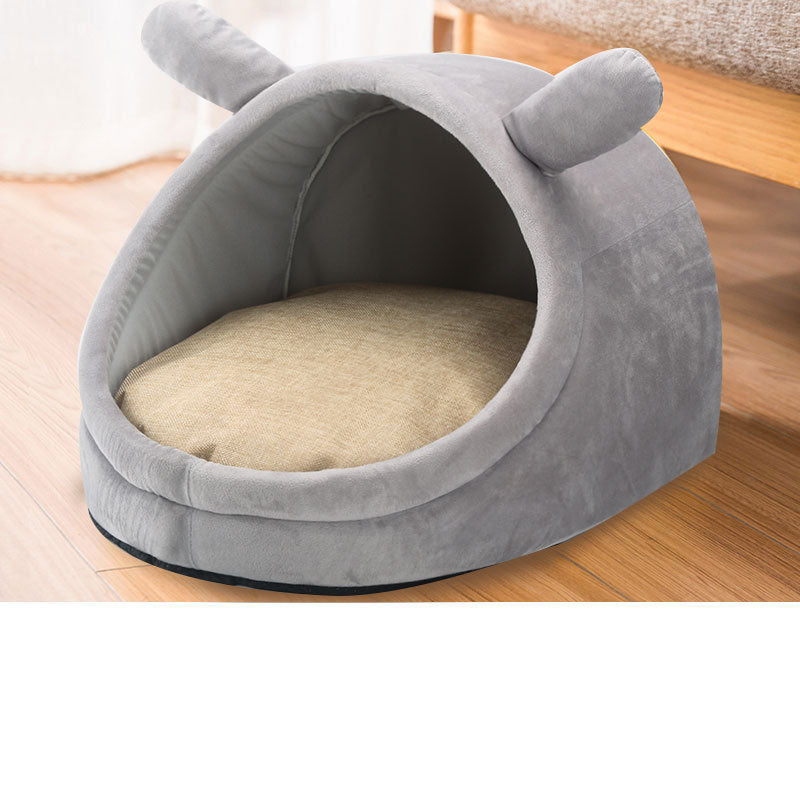 KFX-2545469 Plush Thickened Semi Closed Pet Nest Mat for Autumn and Winter, Multiple Sizes Available