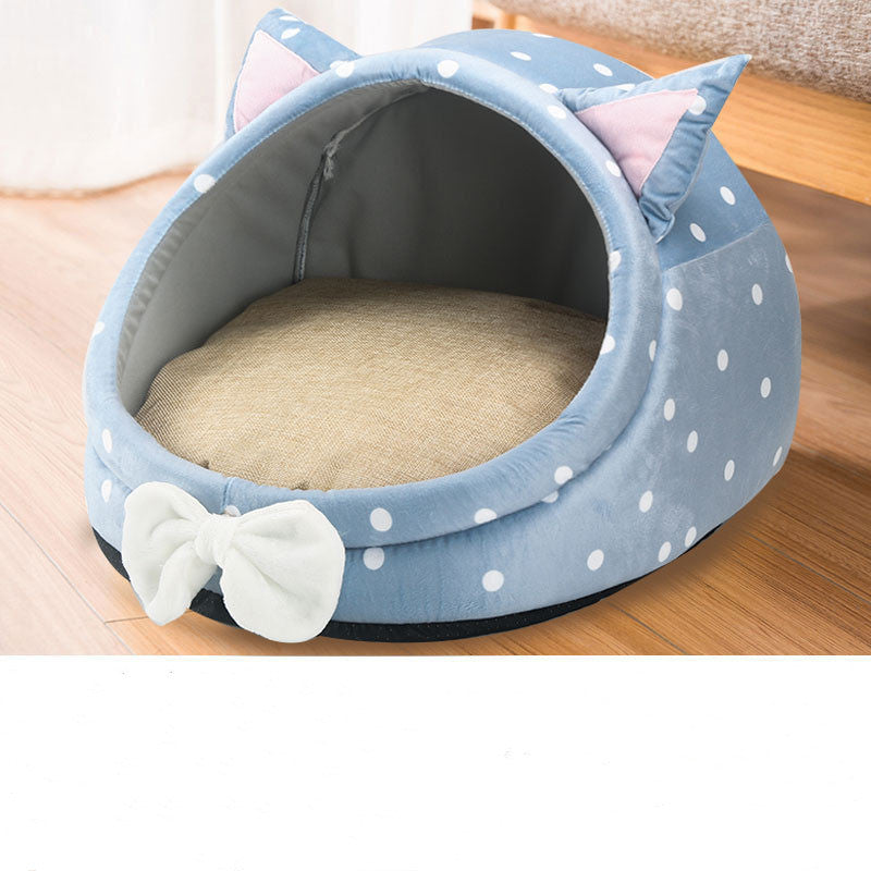 KFX-2545469 Plush Thickened Semi Closed Pet Nest Mat for Autumn and Winter, Multiple Sizes Available