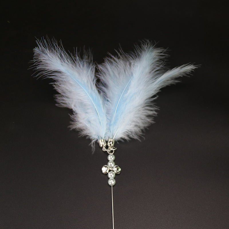 KFX-2546237 Interactive Feather Cat Teaser with Bell - Colorful Cat Toy for Playful Kittens