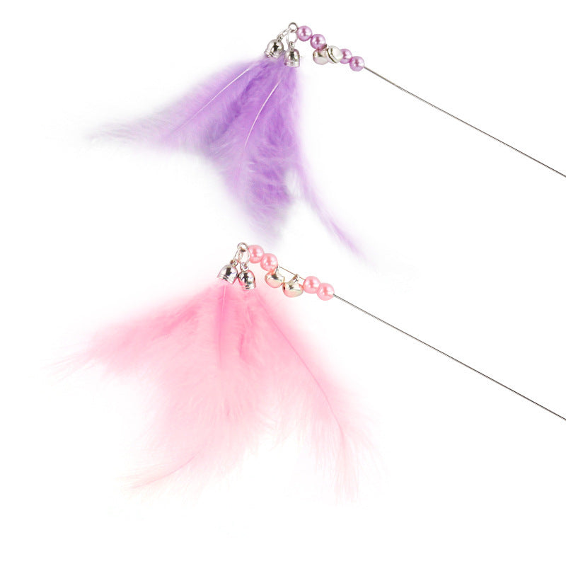 KFX-2546237 Interactive Feather Cat Teaser with Bell - Colorful Cat Toy for Playful Kittens