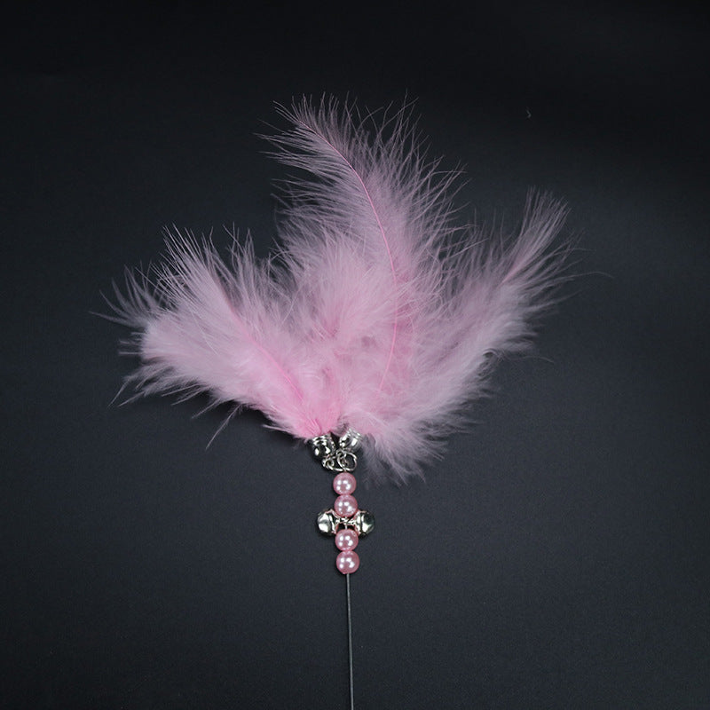 KFX-2546237 Interactive Feather Cat Teaser with Bell - Colorful Cat Toy for Playful Kittens
