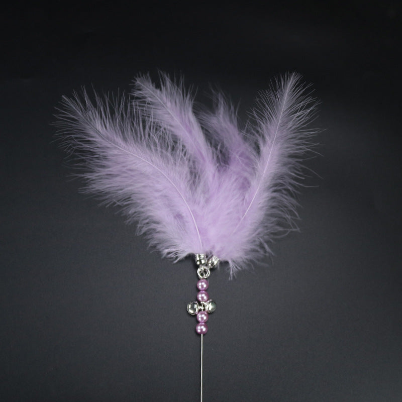 KFX-2546237 Interactive Feather Cat Teaser with Bell - Colorful Cat Toy for Playful Kittens