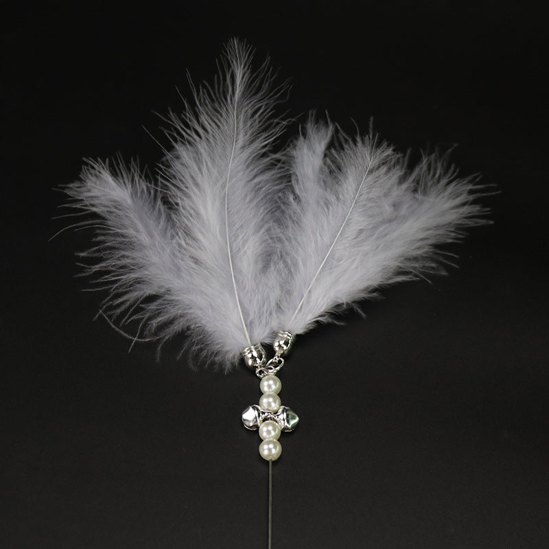 KFX-2546237 Interactive Feather Cat Teaser with Bell - Colorful Cat Toy for Playful Kittens