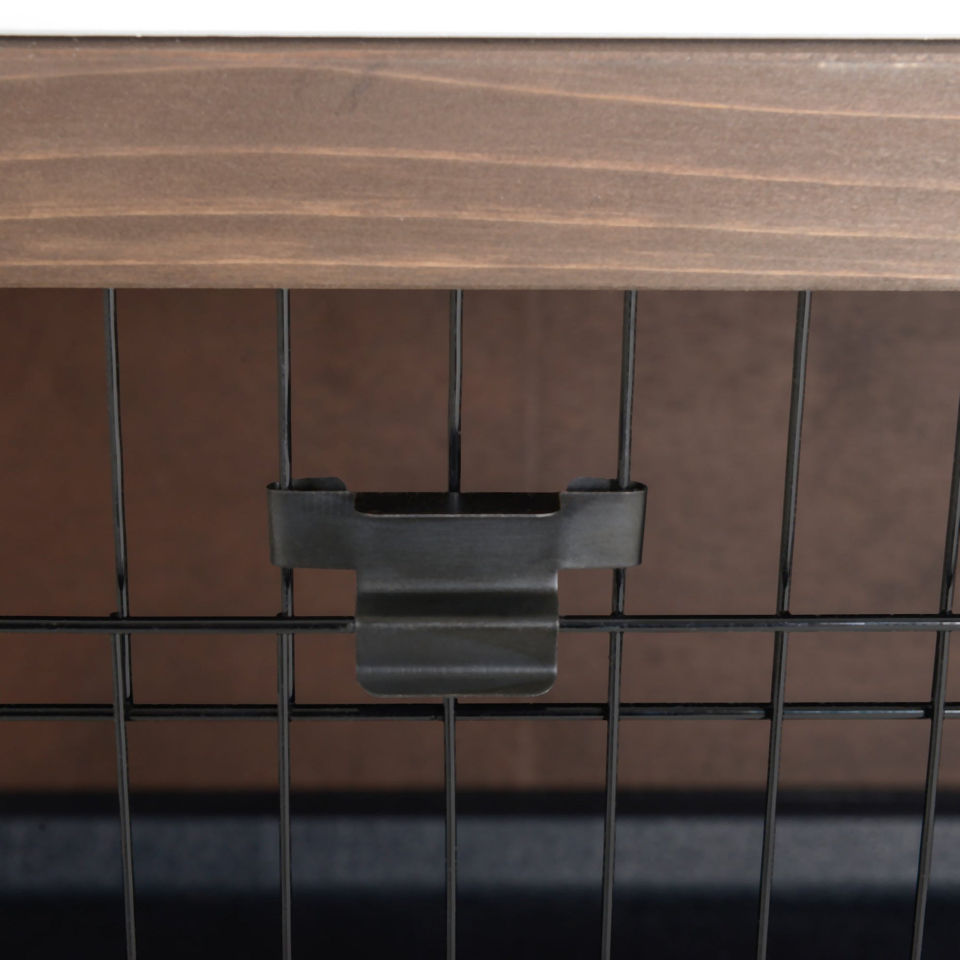 KFX-2549053 Wooden Rabbit Hutch with Dividers and Asphalt Roof for Small Animals, Brown Finish