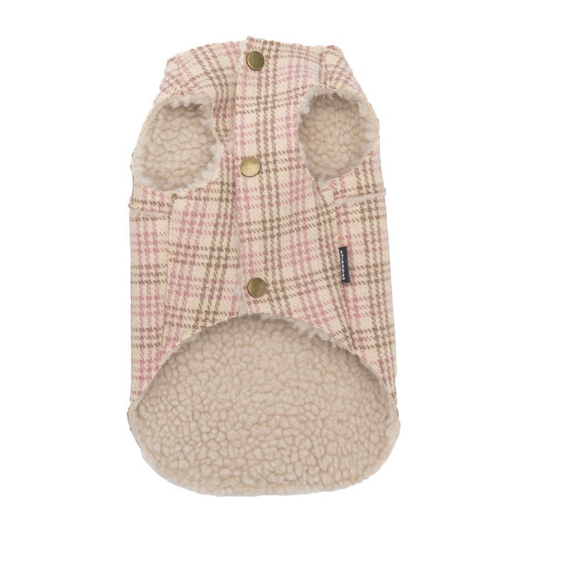 KFX-2549565 Cozy Velvet Cotton-Padded Vest for Small Dogs and Cats in Pink and Blue